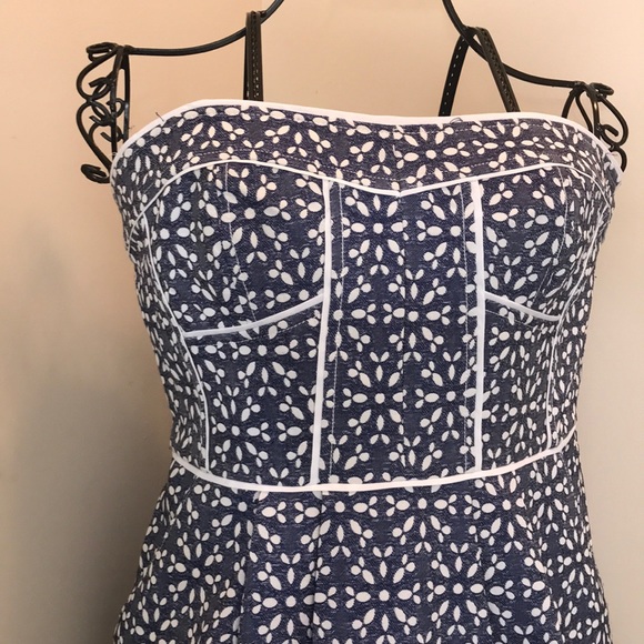 NWT Under Skies Strapless Blue & White Dress - Picture 2 of 13